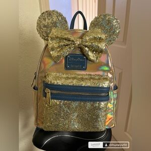 Disney World Parks 50th anniversary gold shimmer LoungeFly. Only used once!!